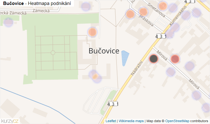 Mapa Bučovice - Firmy v části obce.