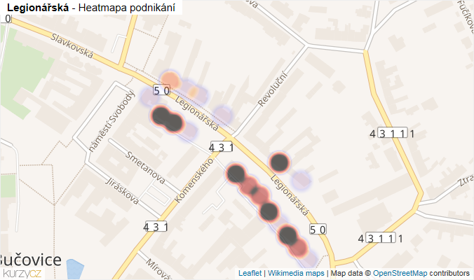 Mapa Legionářská - Firmy v ulici.