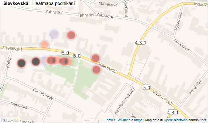 Mapa Slavkovská - Firmy v ulici.