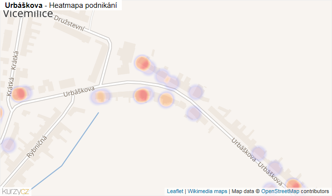 Mapa Urbáškova - Firmy v ulici.