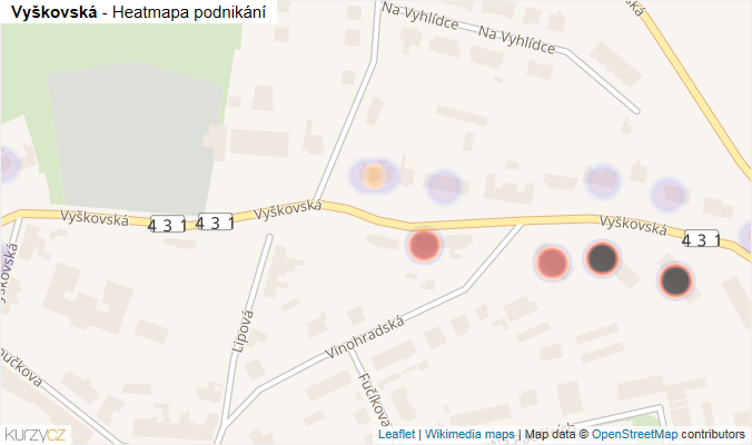 Mapa Vyškovská - Firmy v ulici.