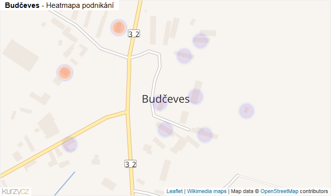 Mapa Budčeves - Firmy v části obce.