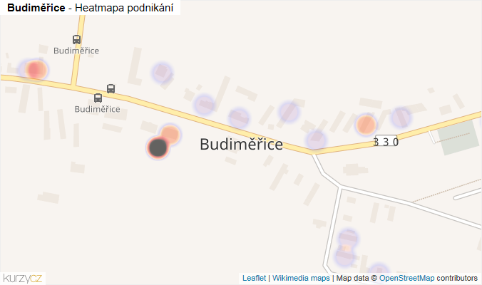 Mapa Budiměřice - Firmy v části obce.