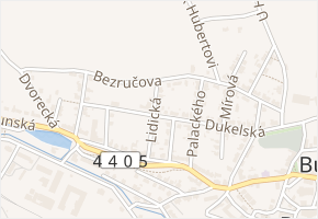 Lidická v obci Budišov nad Budišovkou - mapa ulice