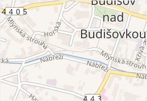 Mlýnská strouha v obci Budišov nad Budišovkou - mapa ulice