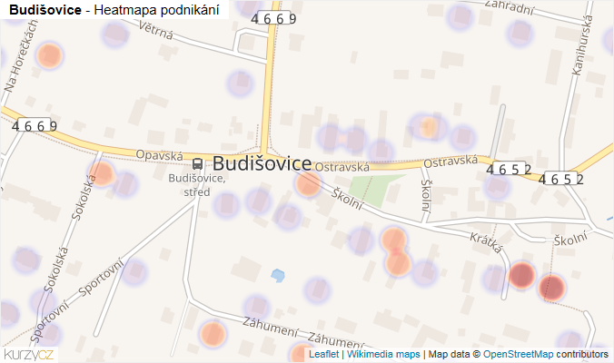 Mapa Budišovice - Firmy v části obce.