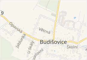 Větrná v obci Budišovice - mapa ulice