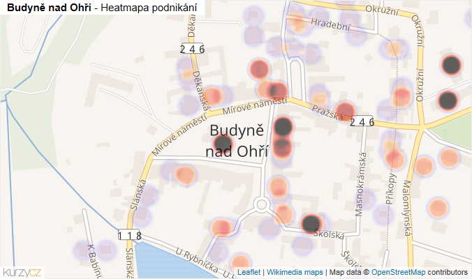 Mapa Budyně nad Ohří - Firmy v části obce.