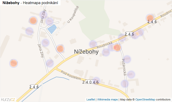 Mapa Nížebohy - Firmy v části obce.