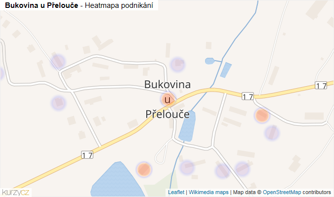 Mapa Bukovina u Přelouče - Firmy v části obce.