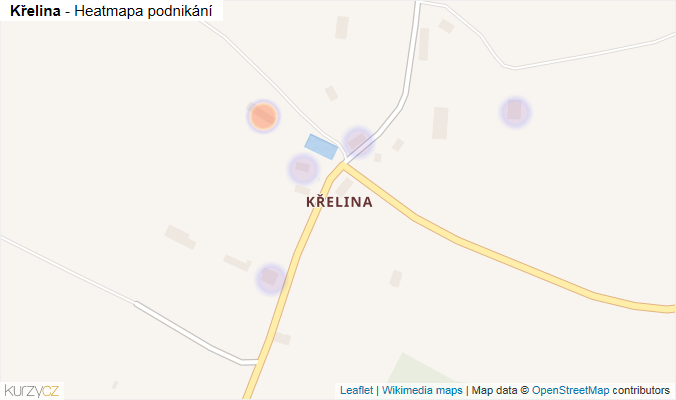 Mapa Křelina - Firmy v části obce.