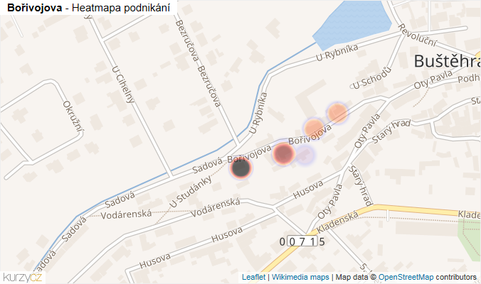 Mapa Bořivojova - Firmy v ulici.