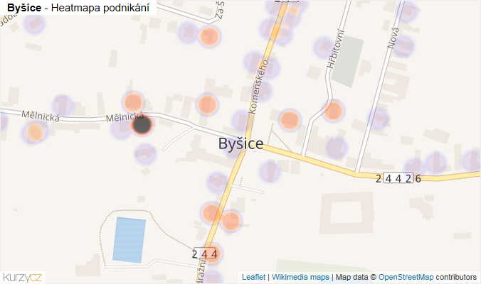 Mapa Byšice - Firmy v části obce.