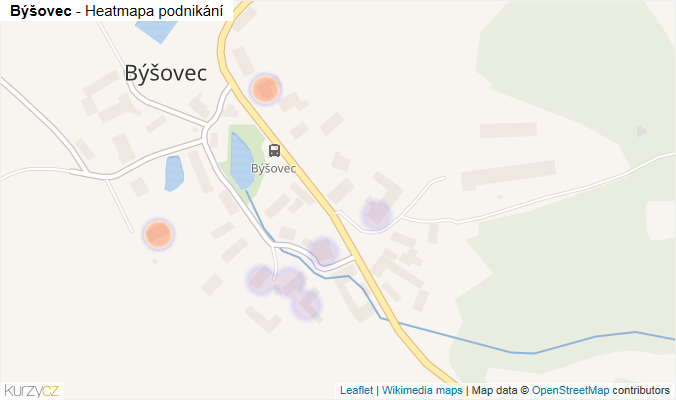 Mapa Býšovec - Firmy v části obce.