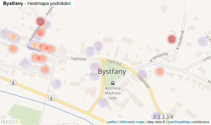 Mapa Bystřany - Firmy v části obce.