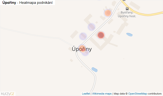 Mapa Úpořiny - Firmy v části obce.