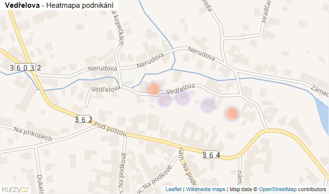 Mapa Vedřelova - Firmy v ulici.
