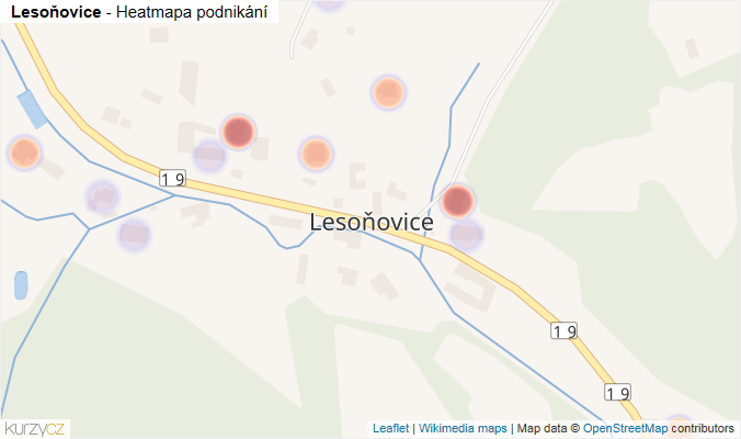 Mapa Lesoňovice - Firmy v části obce.