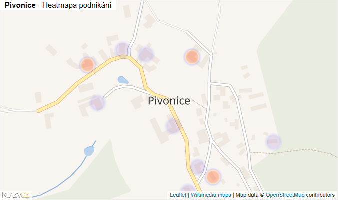 Mapa Pivonice - Firmy v části obce.