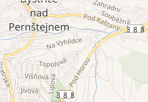 Topolová v obci Bystřice nad Pernštejnem - mapa ulice
