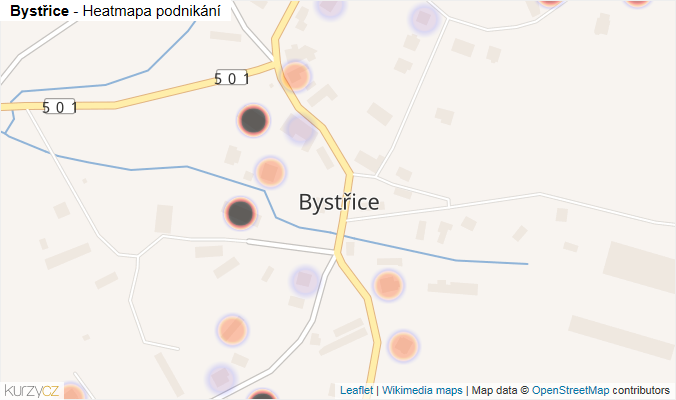 Mapa Bystřice - Firmy v části obce.