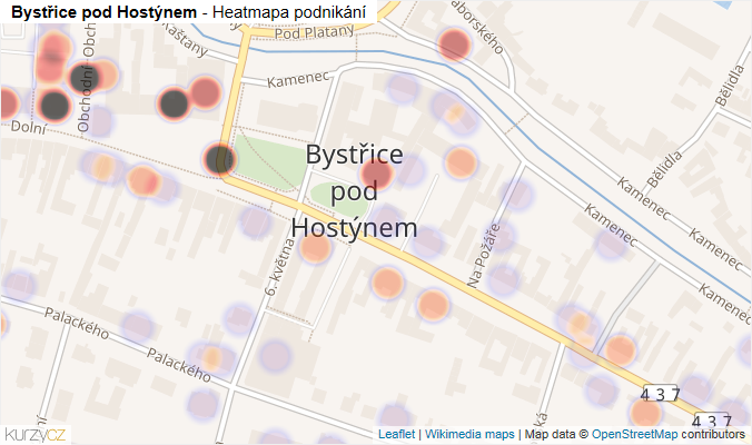 Mapa Bystřice pod Hostýnem - Firmy v části obce.