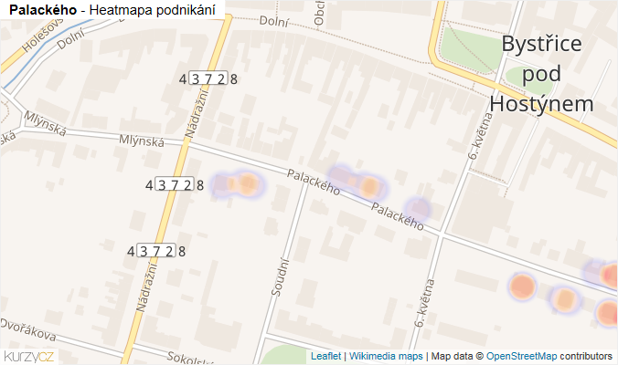 Mapa Palackého - Firmy v ulici.