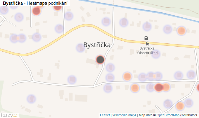 Mapa Bystřička - Firmy v části obce.