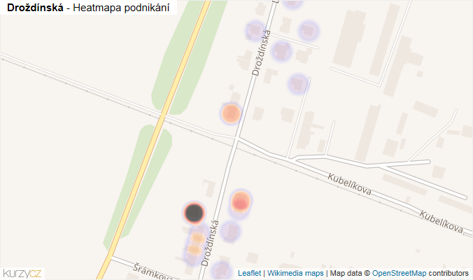 Mapa Droždínská - Firmy v ulici.
