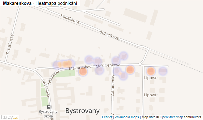 Mapa Makarenkova - Firmy v ulici.
