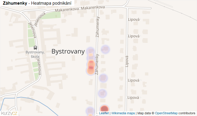 Mapa Záhumenky - Firmy v ulici.
