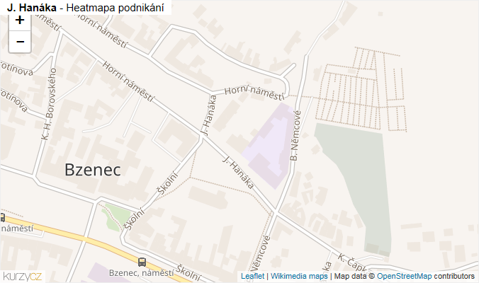 Mapa J. Hanáka - Firmy v ulici.