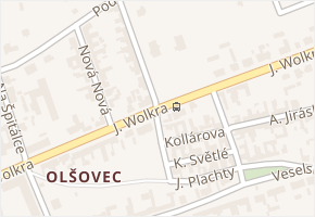 J. Wolkra v obci Bzenec - mapa ulice