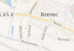Na zahradách v obci Bzenec - mapa ulice