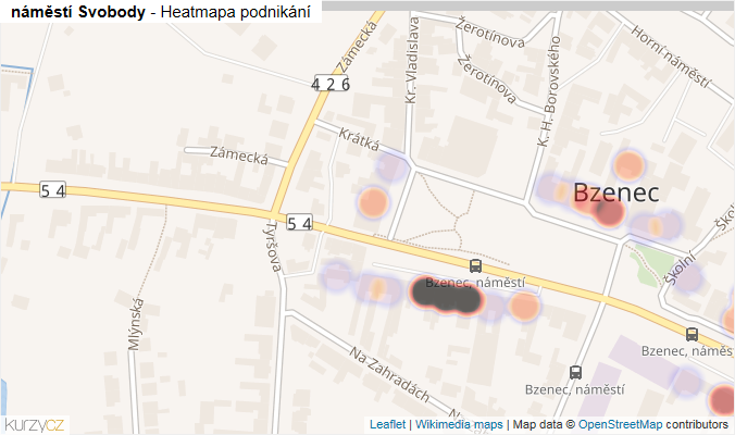Mapa náměstí Svobody - Firmy v ulici.