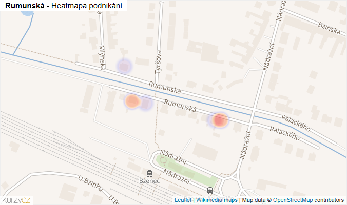 Mapa Rumunská - Firmy v ulici.