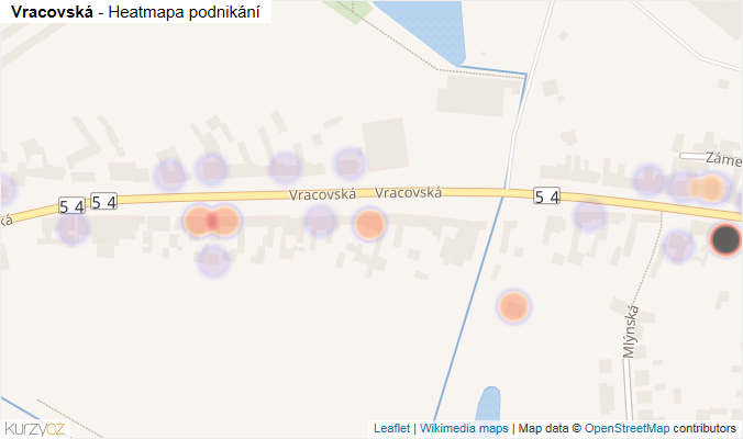 Mapa Vracovská - Firmy v ulici.