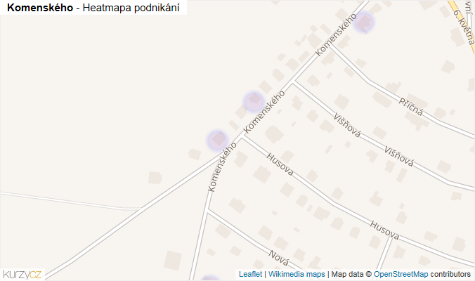 Mapa Komenského - Firmy v ulici.