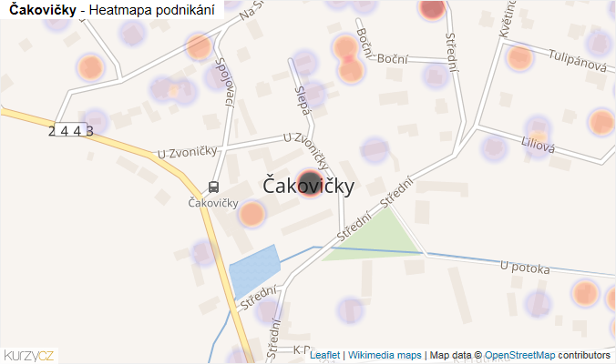 Mapa Čakovičky - Firmy v části obce.