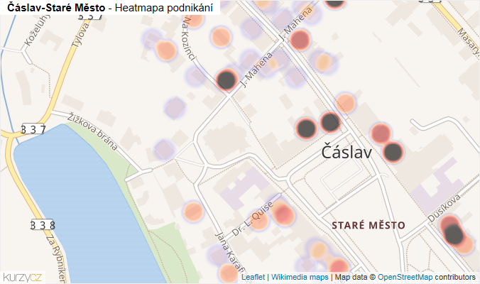 Mapa Čáslav-Staré Město - Firmy v části obce.