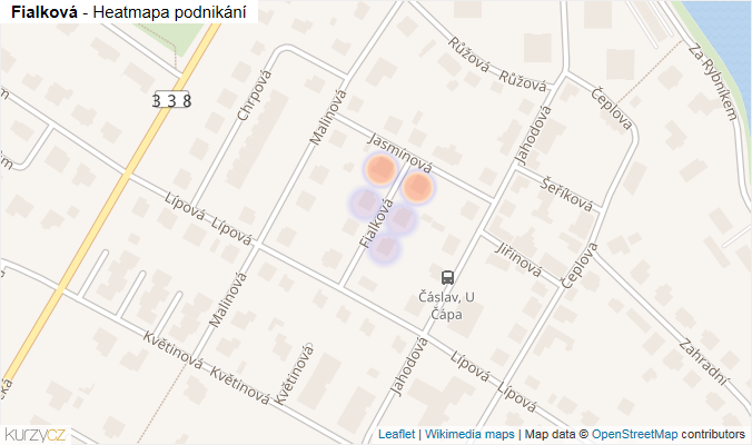 Mapa Fialková - Firmy v ulici.