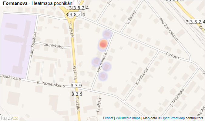 Mapa Formanova - Firmy v ulici.