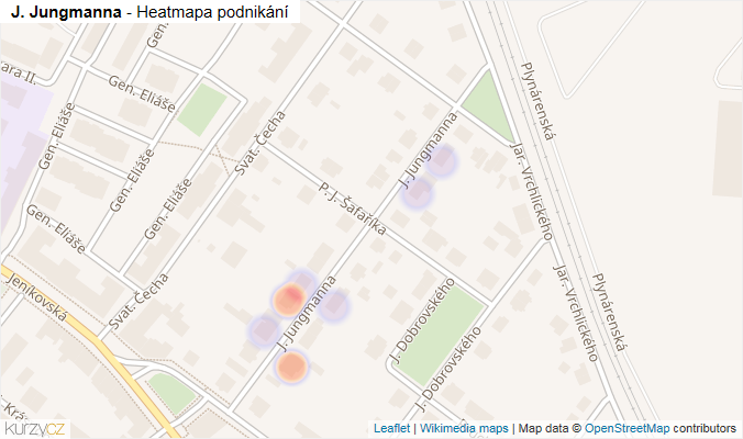 Mapa J. Jungmanna - Firmy v ulici.
