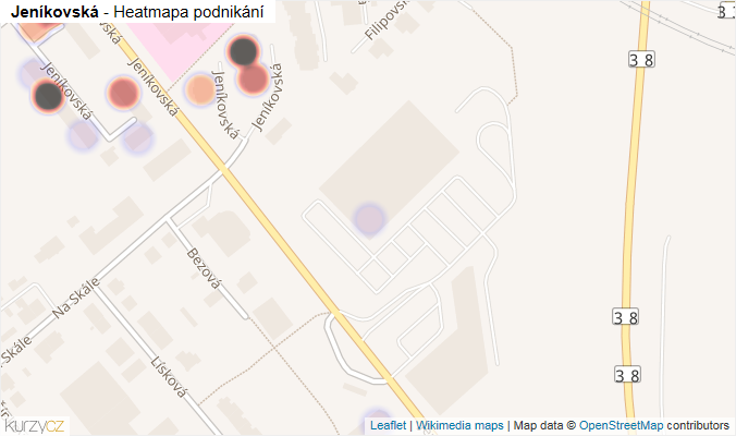 Mapa Jeníkovská - Firmy v ulici.