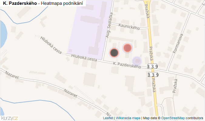 Mapa K. Pazderského - Firmy v ulici.