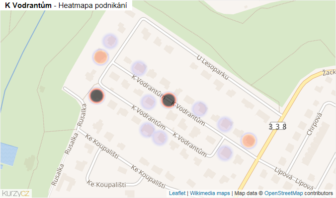 Mapa K Vodrantům - Firmy v ulici.