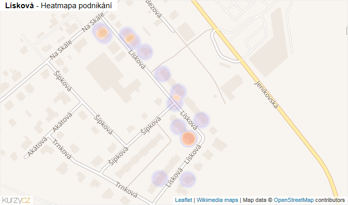 Mapa Lísková - Firmy v ulici.