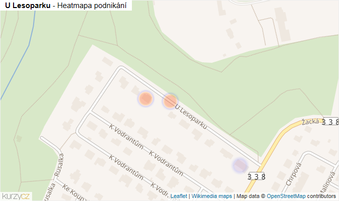 Mapa U Lesoparku - Firmy v ulici.