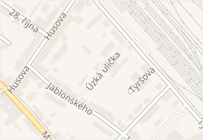 Úzká ulička v obci Čáslav - mapa ulice