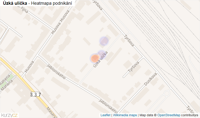 Mapa Úzká ulička - Firmy v ulici.